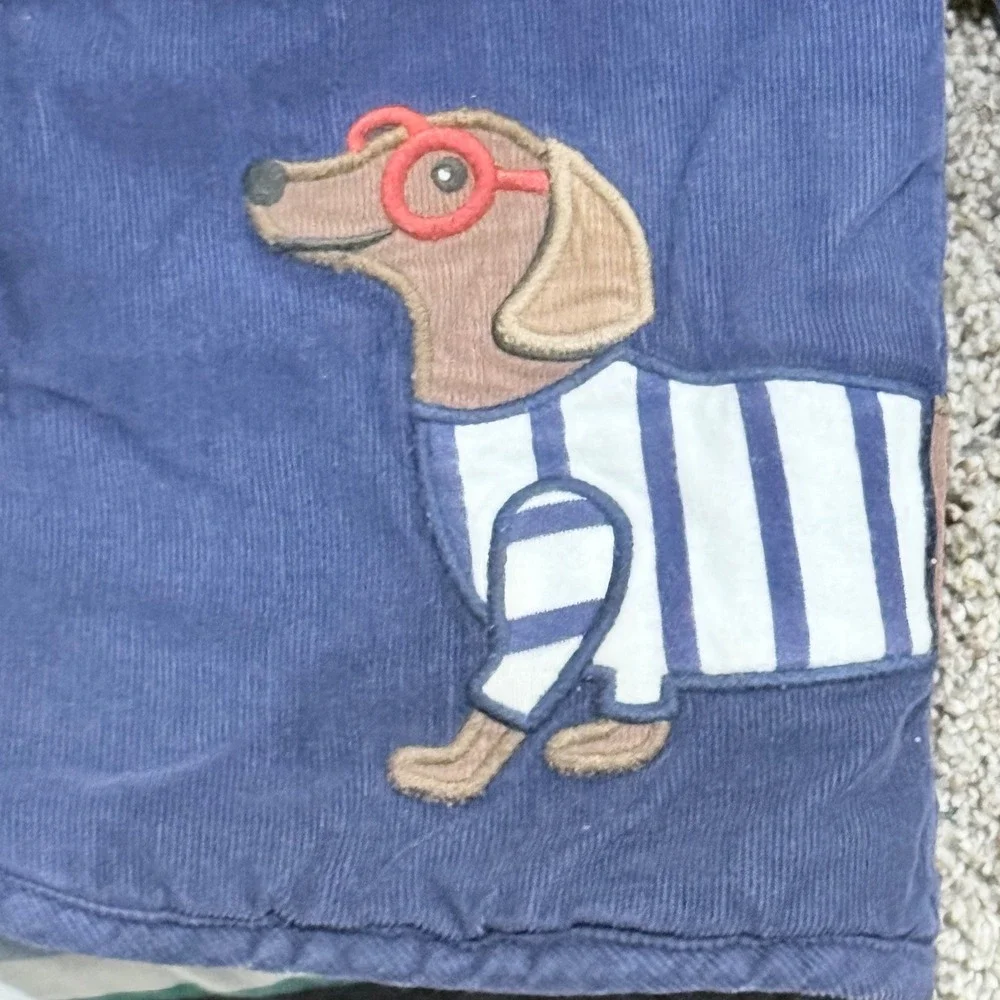 Baby Boden Navy Blue Corduroy‎ Hooded Dachshund Dog Coat 3-4Y